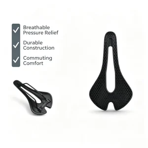 Bike Saddle| Honeycomb Shock-Absorbing Bicycle Seat| Hollow Breathable Cycling Saddle| Comfort Road Bike Riding Equipment