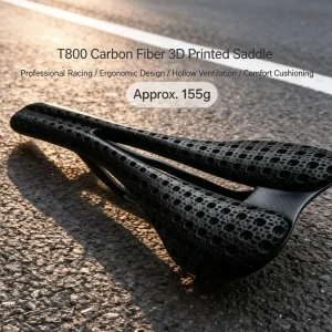3D Printed Thickened Hollow Carbon Fiber Bike Saddle, Comfortable Breathable Road Bicycle Seat